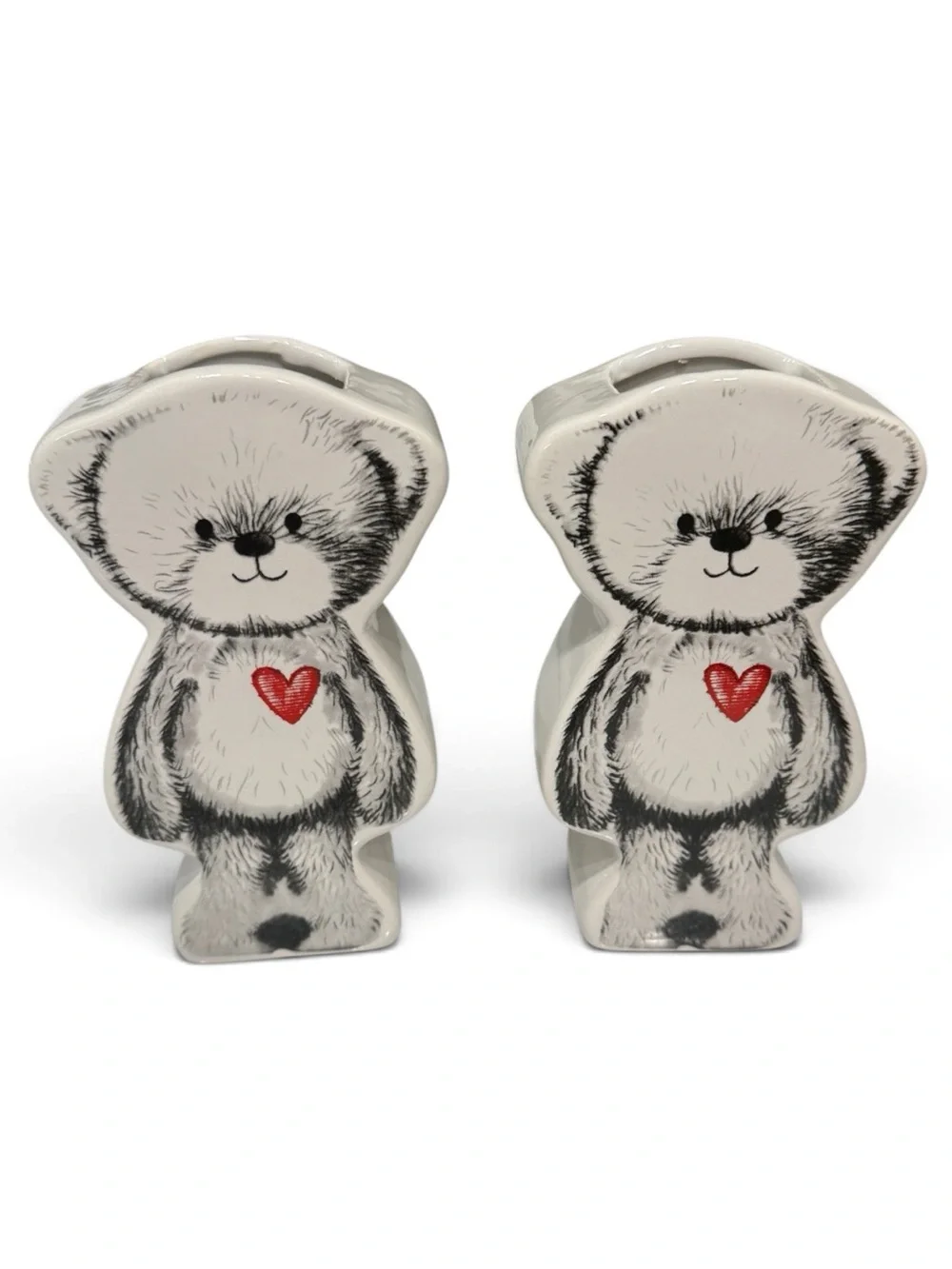 Vintage Novelty Teddy Bear Ceramic Vase Set From the 1980’s